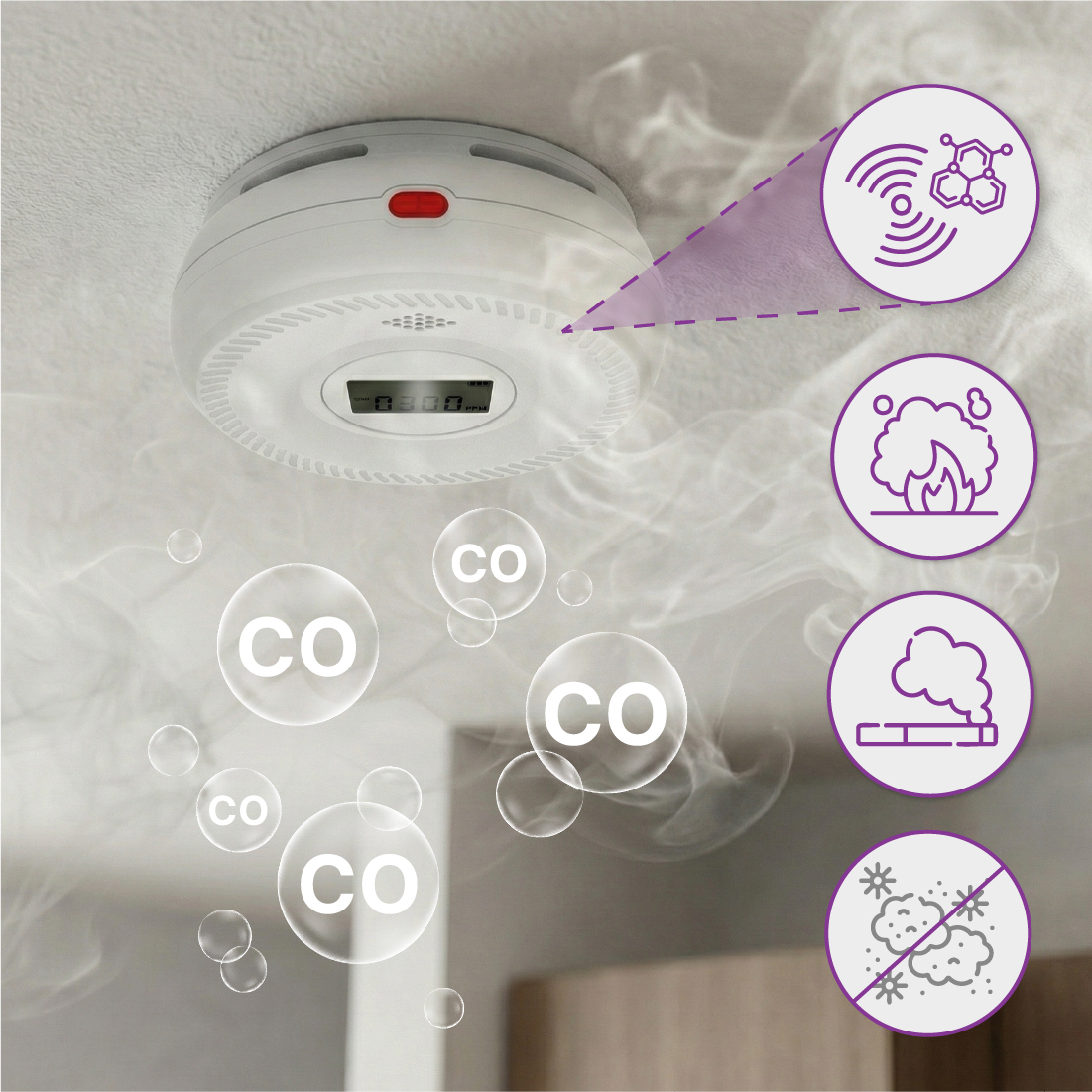 czujnik czadu wifi, czujnik dymu wifi, alarm czadu tuya, smart czujnik czadu i dymu, czujnik CO LCD, czujnik czadu do domu, czujnik dymu aplikacja, czujnik czadu spacetronik, alarm czadu CO, inteligentny czujnik czadu