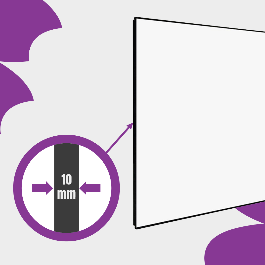 ekran projekcyjny 100 cali, ekran 16:9 ramowy, ultracienka ramka 10 mm, ekran do kina domowego, ekran 4K, ekran napinany PVC, ekran stały aluminiowy, ekran do projektora, ekran 3D, ekran perforowany