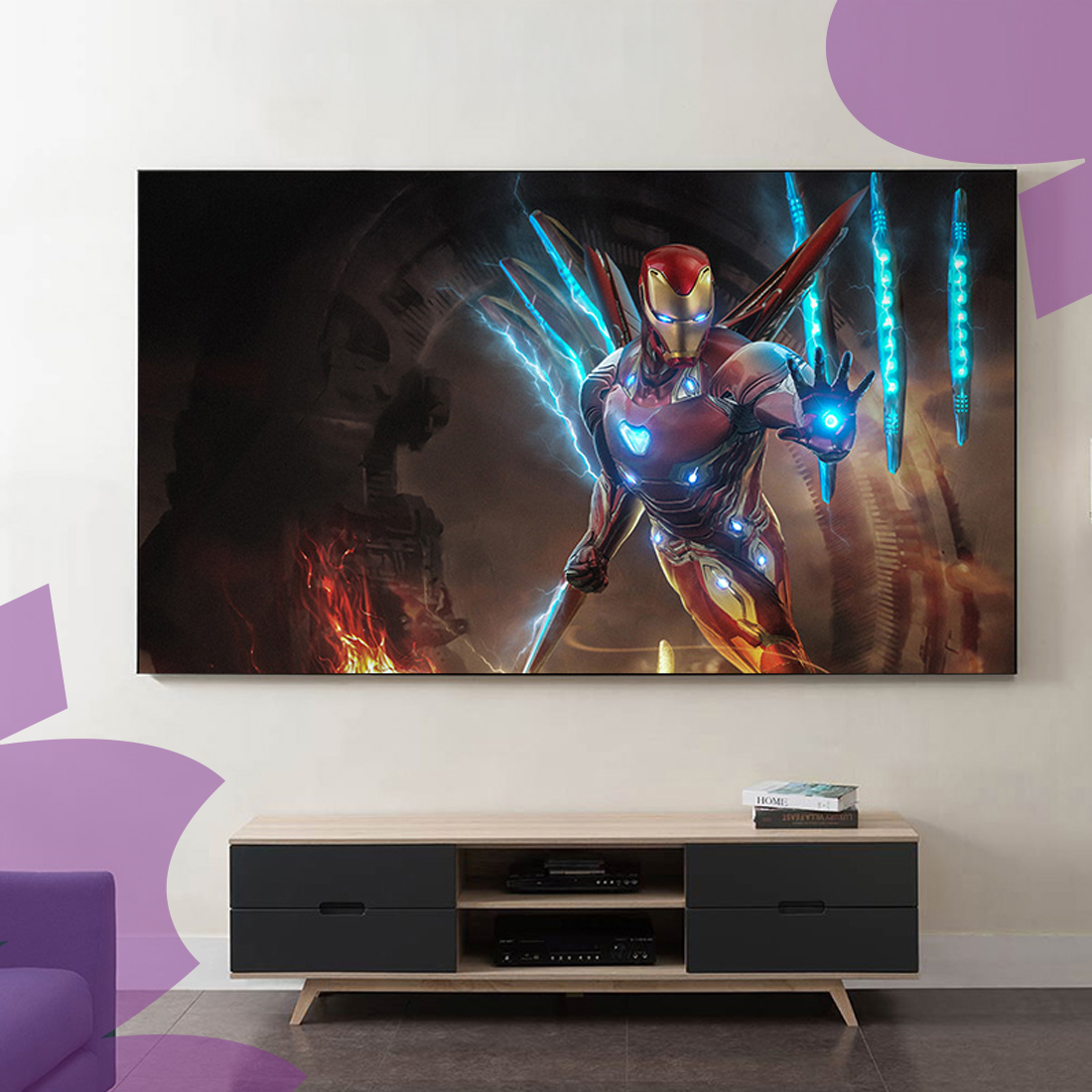 ekran napinany embedded, równomierne napinanie, idealnie płaska powierzchnia, brak falowania, wysoka jakość obrazu 4K, ekran do kina domowego, prosty montaż, aluminiowa rama, cienka ramka, 100 cali