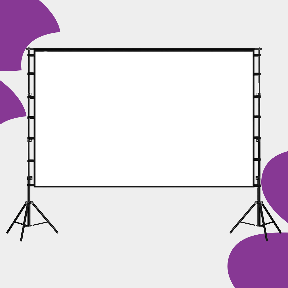 podwójny trójnóg ekran projekcyjny, stabilny ekran z trójnogiem, ekran Spacetronik PRS-F07, ekran projekcyjny plenerowy, mocny stojak ekranu, stalowy ekran projekcyjny, ekran na zewnątrz