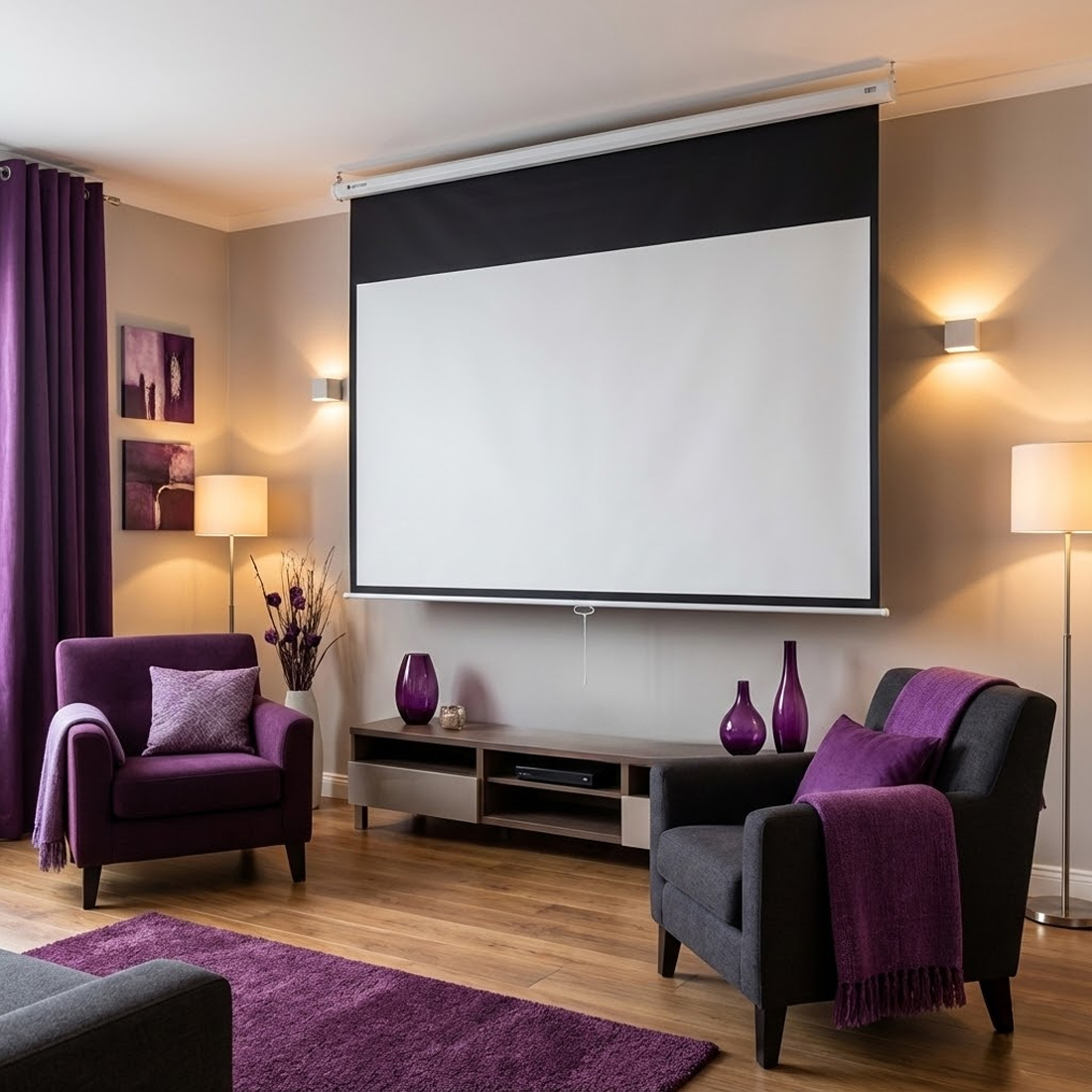 Projekcyjny ekran na wieczór filmowy