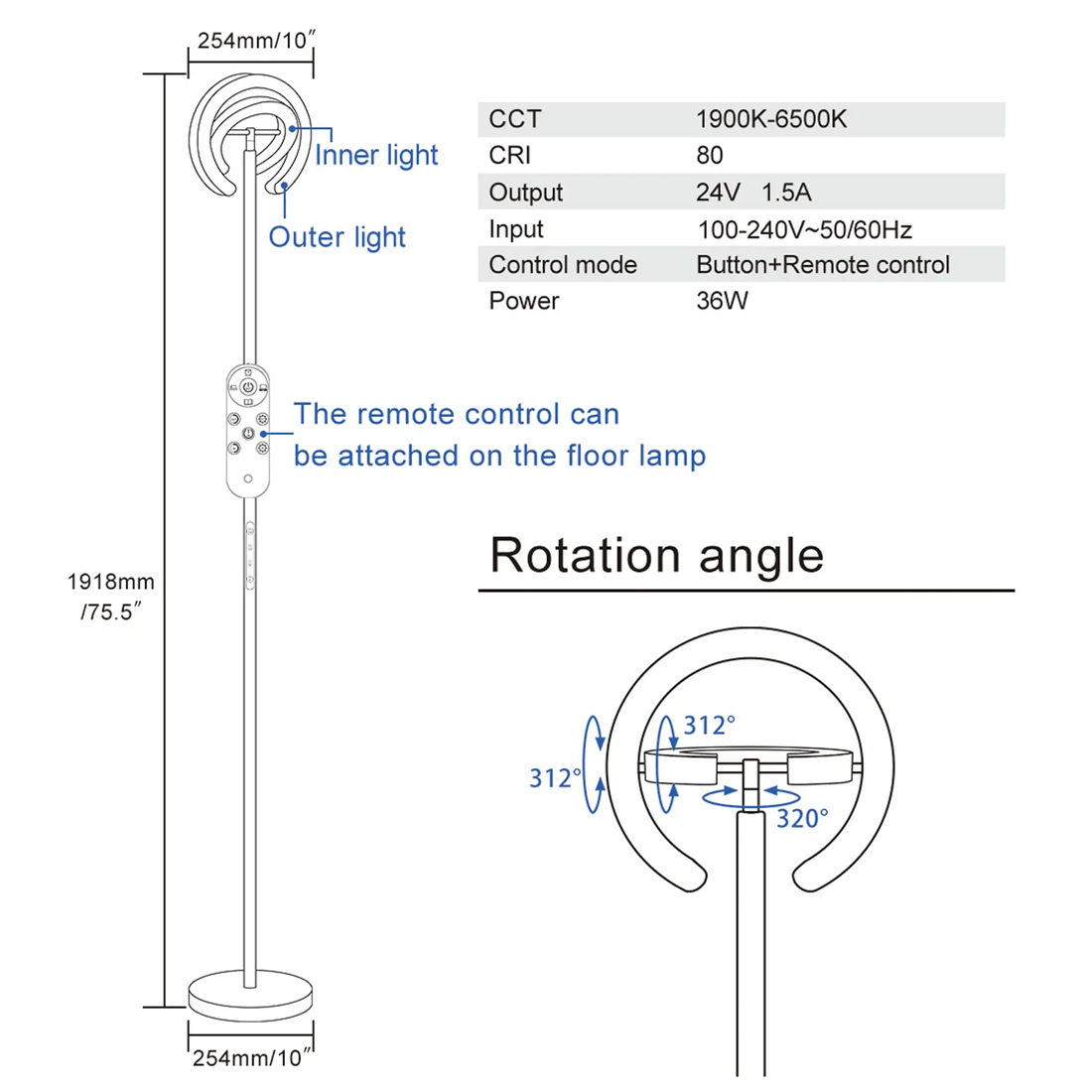 magnetyczny pilot do lampy, lampa podłogowa z pilotem magnetycznym, lampa led z pilotem glow d10, pilot magnetyczny do lampy led, lampa stojąca sterowana pilotem