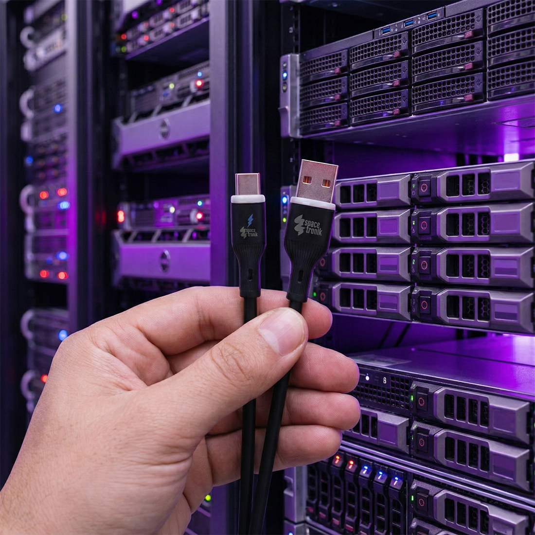 kabel silikonowy USB C, przewód USB A do C, szybkie ładowanie 60W, kabel LED Spacetronik, trwały kabel USB, silikonowy przewód premium, USB C ładowanie szybkie, kabel wysokiej jakości