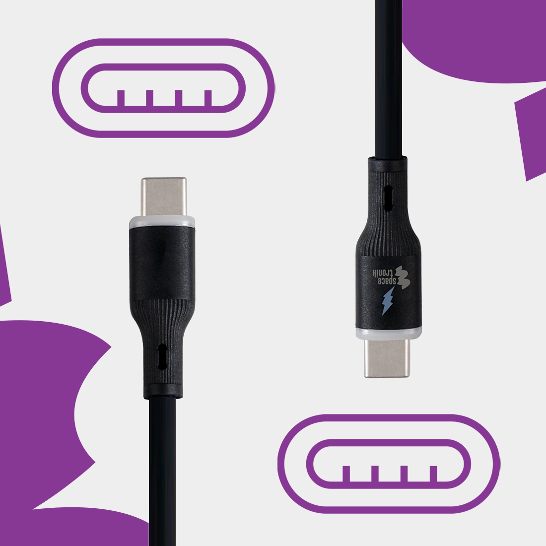kabel usb c do usb c, nowoczesne usb c, szybkie ładowanie usb c, przewód usb c premium, kabel spacetronik usb c