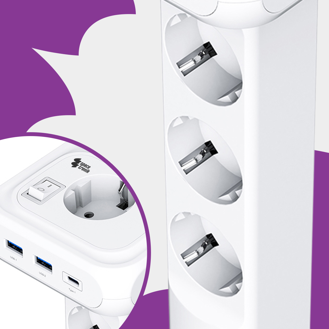 listwa zasilająca usb, listwa biurkowa usb c, przedłużacz biurkowy usb, listwa zasilająca z szybkim ładowaniem, power strip usb c, listwa 4 gniazda 3 usb, listwa do biurka z usb, listwa spacetronik usb