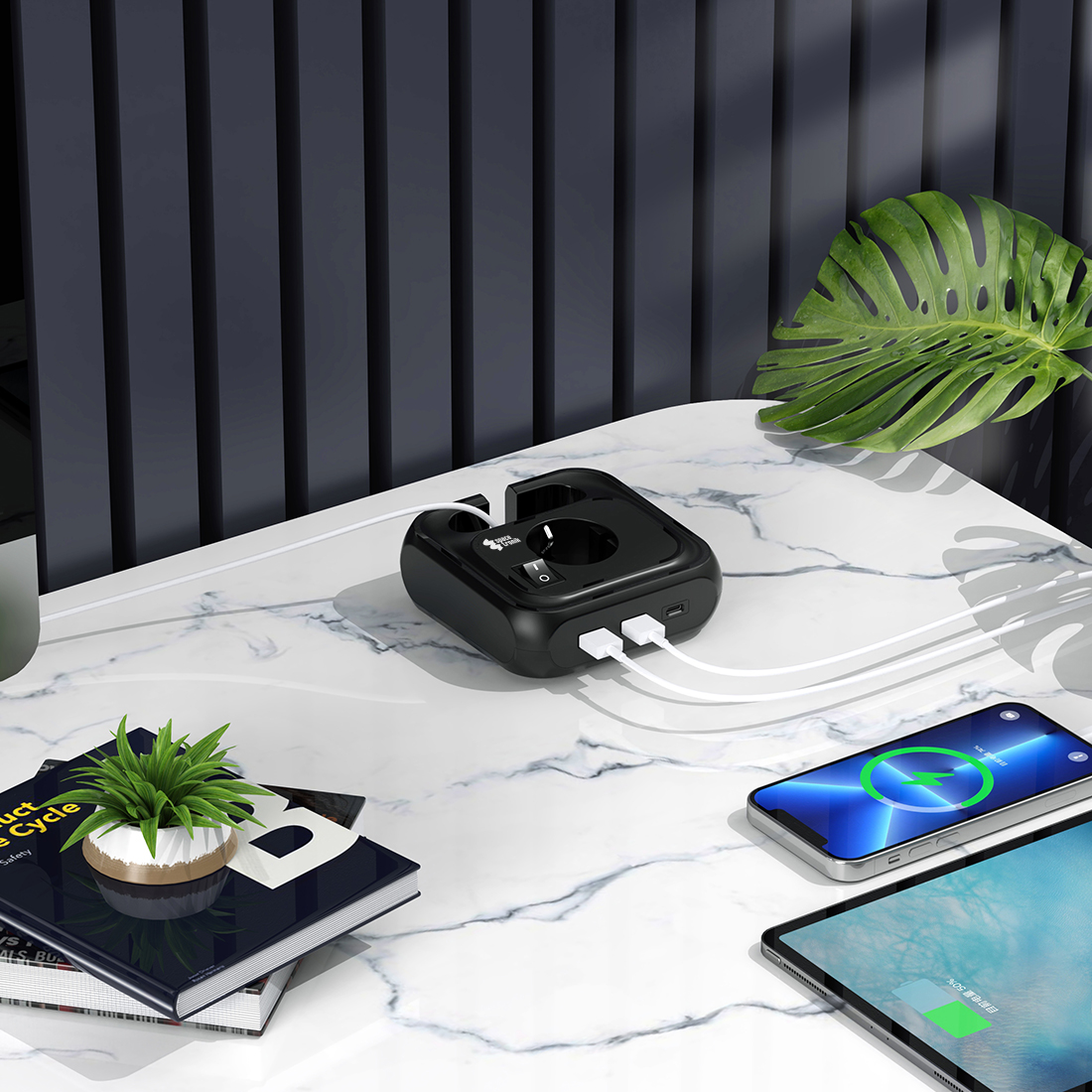 listwa zasilająca usb, listwa biurkowa usb c, listwa zasilająca z szybkim ładowaniem, przedłużacz biurkowy usb, power strip usb c, listwa 4 gniazda 3 usb, listwa do biurka z usb, listwa zasilająca spacetronik