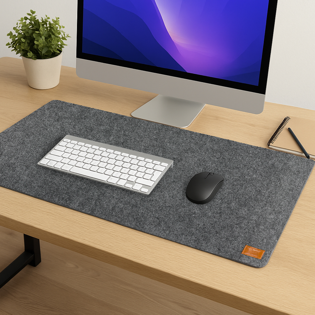 mata filcowa pod myszkę, podkładka na biurko 120x60, Spacetronik mata PVC, elegancka podkładka do biura, szary filc, podkładka gamingowa filcowa, filcowa mata na laptopa, podkładka komputerowa XL