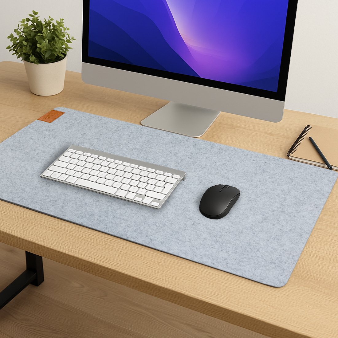 mata filcowa pod myszkę, podkładka na biurko 80x40, Spacetronik mata PVC, elegancka podkładka do biura, jasnoszary filc, podkładka gamingowa filcowa, filcowa mata na laptopa, podkładka komputerowa XL