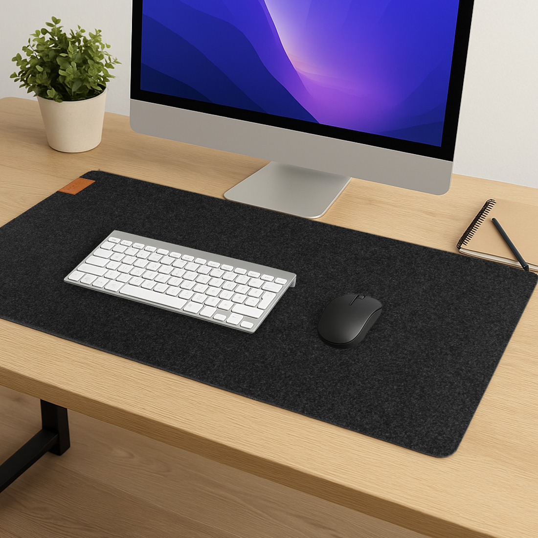 mata filcowa pod myszkę, podkładka na biurko 80x40, Spacetronik mata PVC, elegancka podkładka do biura, jasnoszary filc, podkładka gamingowa filcowa, filcowa mata na laptopa, podkładka komputerowa XL