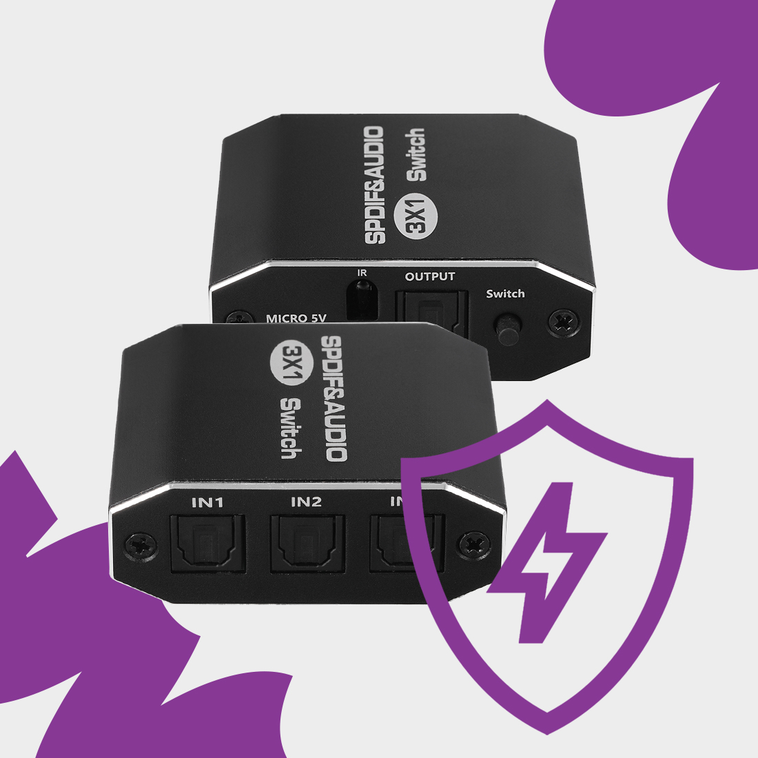 optyczny rozdzielacz audio SPDIF, splitter toslink, ochrona przeciwprzepięciowa