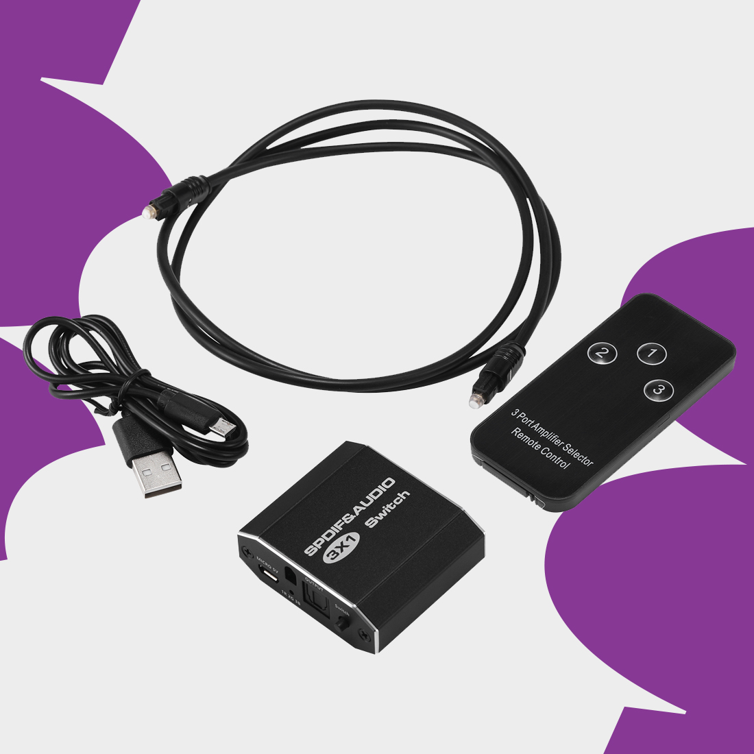 optyczny rozdzielacz audio SPDIF, szybka instalacja, 1x3 toslink