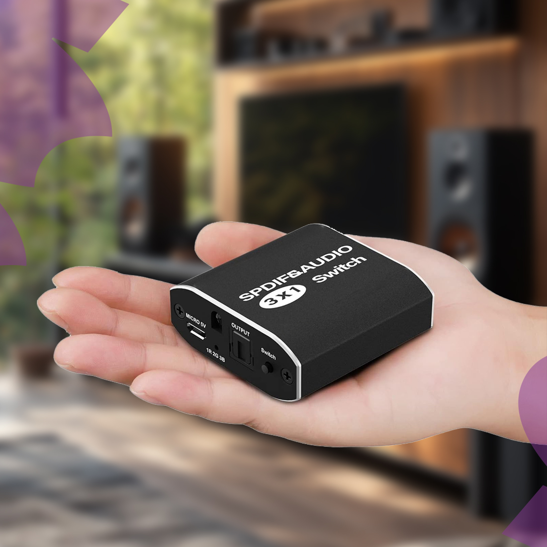 optyczny rozdzielacz audio SPDIF, compact design, splitter toslink