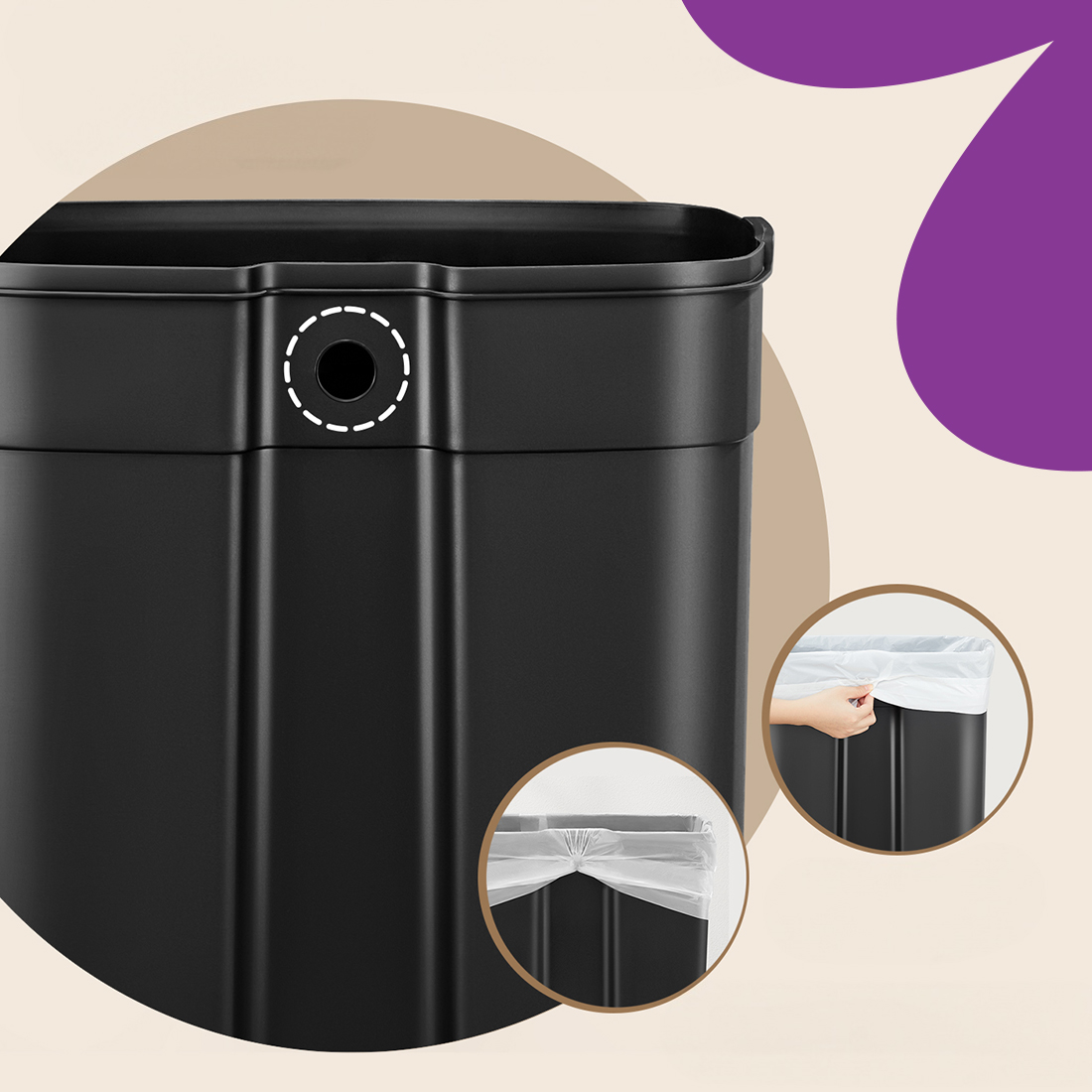 kosz na śmieci z pojedyńczą komorą, kosz na recykling i odpady, kosz stal nierdzewna soft-close, nowoczesny kosz kuchenny, kosz z cichym domykiem, elegancki kosz na śmieci, kosz do segregacji odpadów, kosz Spacetronik SFFT0011