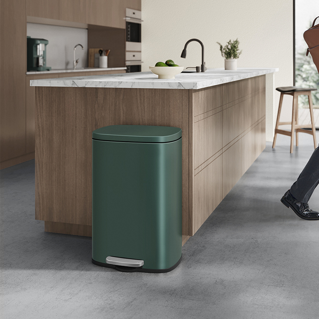 kosz na śmieci z pojedyńczą komorą, kosz na recykling i odpady, kosz stal nierdzewna soft-close, nowoczesny kosz kuchenny, kosz z cichym domykiem, elegancki kosz na śmieci, kosz do segregacji odpadów, kosz Spacetronik SFFT0011
