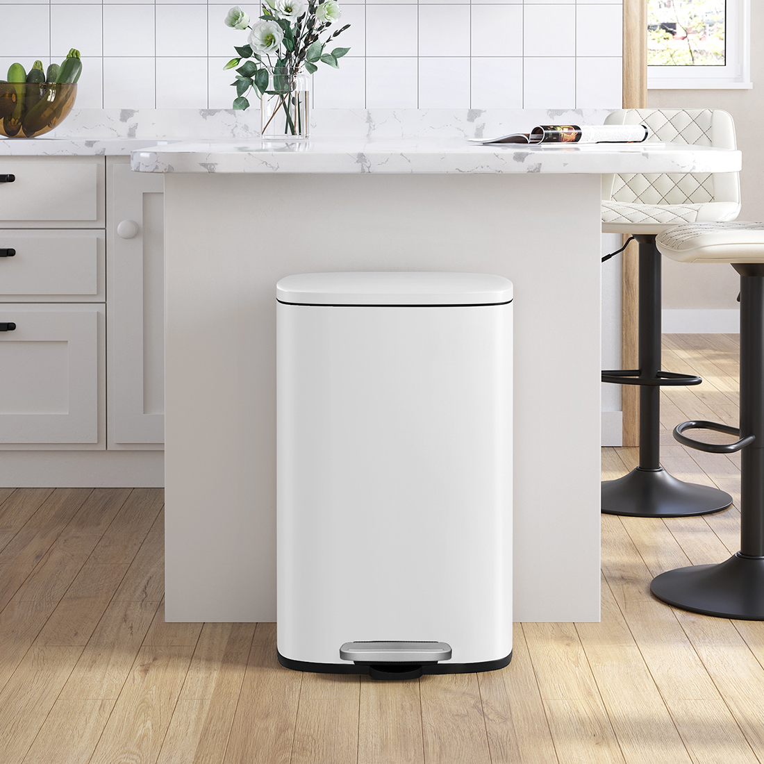 kosz na śmieci z pojedyńczą komorą, kosz na recykling i odpady, kosz stal nierdzewna soft-close, nowoczesny kosz kuchenny, kosz z cichym domykiem, elegancki kosz na śmieci, kosz do segregacji odpadów, kosz Spacetronik SFFT0011
