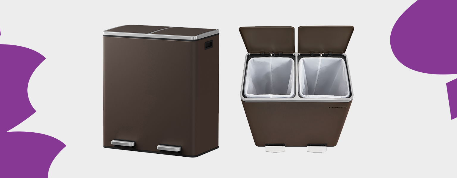 kosz na śmieci z podwójną komorą, kosz na recykling i odpady, kosz stal nierdzewna soft-close, nowoczesny kosz kuchenny, kosz z cichym domykiem, elegancki kosz na śmieci, kosz do segregacji odpadów, kosz Spacetronik SFFT0021_V2
