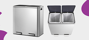 kosz na śmieci z podwójną komorą, kosz na recykling i odpady, kosz stal nierdzewna soft-close, nowoczesny kosz kuchenny, kosz z cichym domykiem, elegancki kosz na śmieci, kosz do segregacji odpadów, kosz Spacetronik SFFT0021_V5
