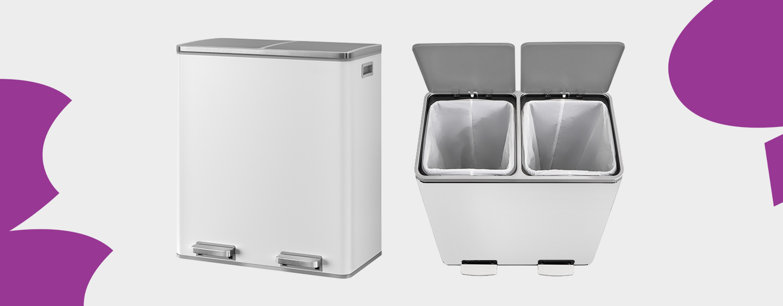 kosz na śmieci z podwójną komorą, kosz na recykling i odpady, kosz stal nierdzewna soft-close, nowoczesny kosz kuchenny, kosz z cichym domykiem, elegancki kosz na śmieci, kosz do segregacji odpadów, kosz Spacetronik SFFT0021_V6
