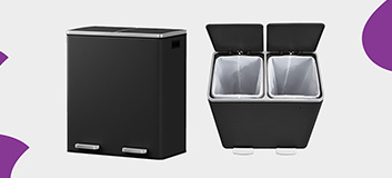 kosz na śmieci z podwójną komorą, kosz na recykling i odpady, kosz stal nierdzewna soft-close, nowoczesny kosz kuchenny, kosz z cichym domykiem, elegancki kosz na śmieci, kosz do segregacji odpadów, kosz Spacetronik SFFT0021_V1
