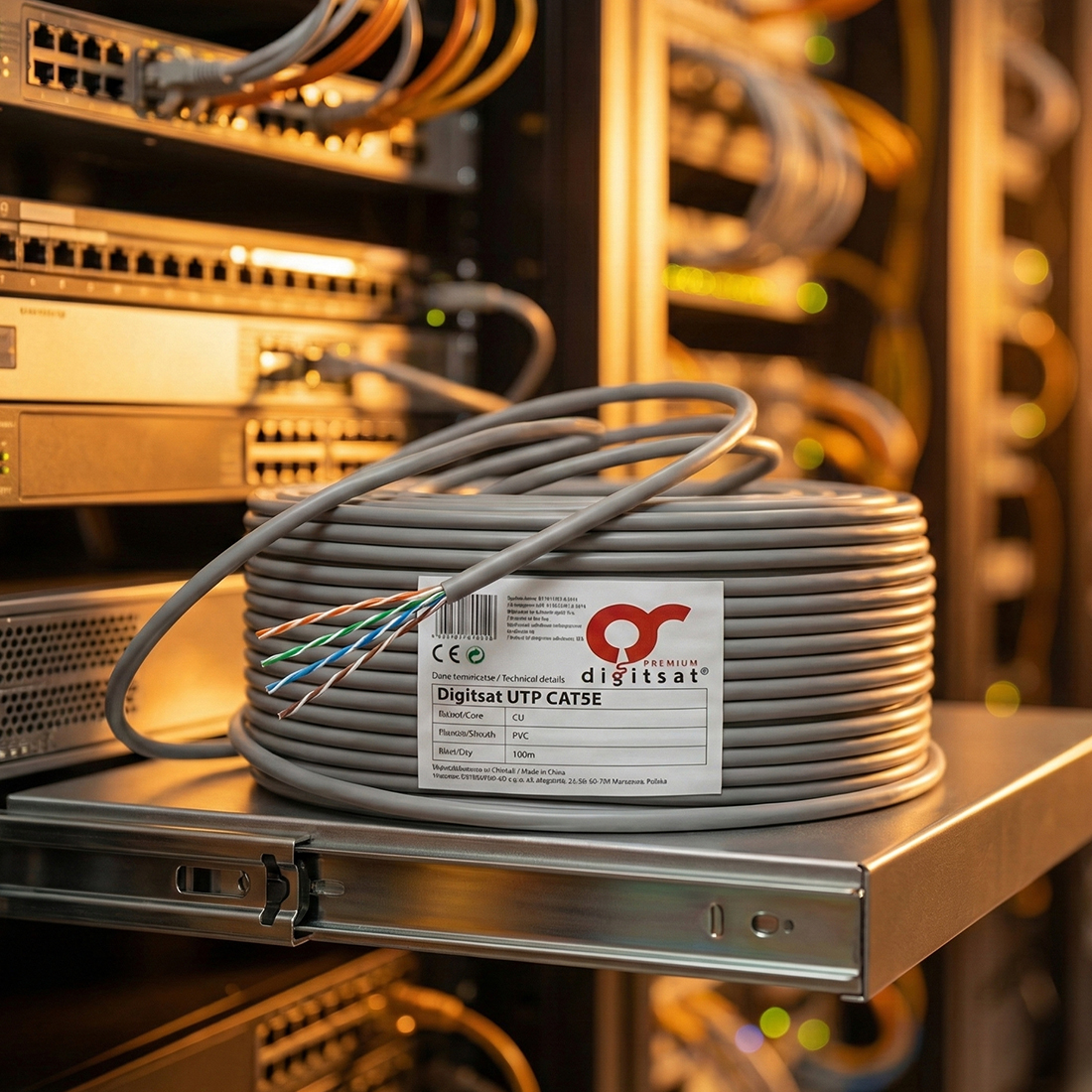 kabel cat 5e gigabit ethernet sieć komputerowa lan skrętka utp digitsat 100m