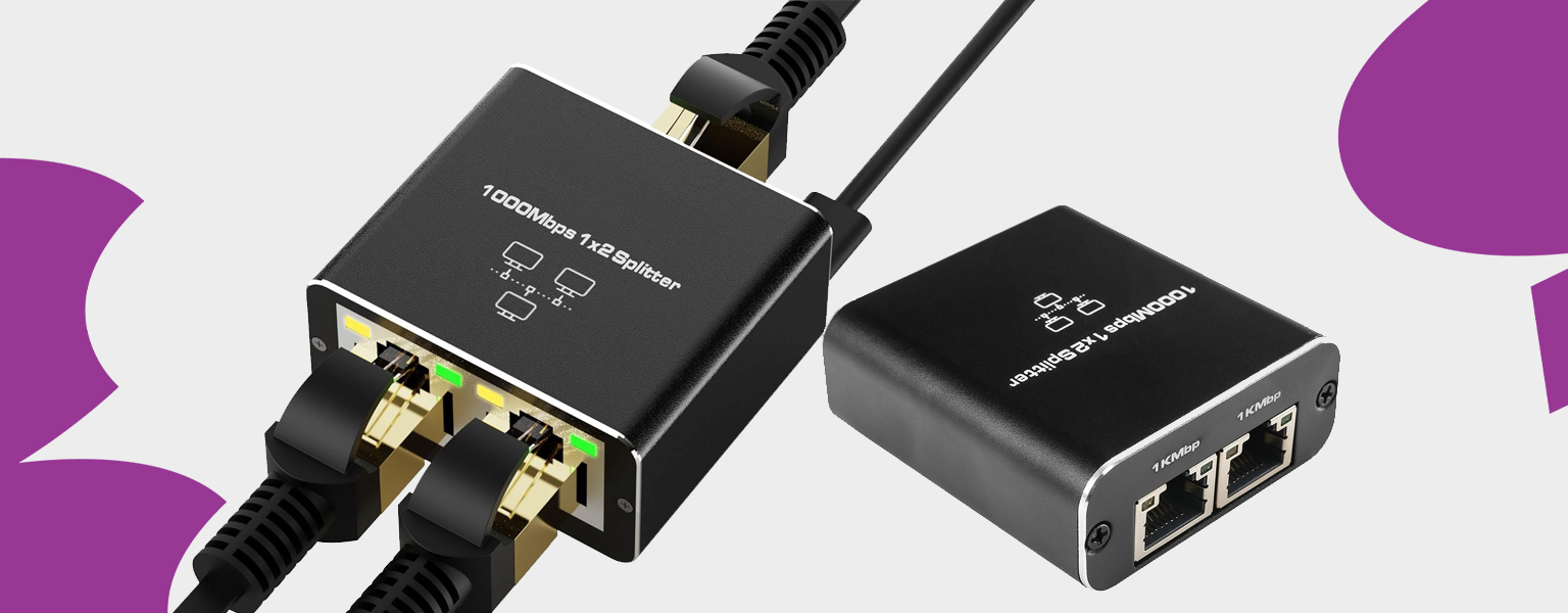 rozdzielacz LAN RJ45, rozgałęźnik sieciowy 1 na 2, splitter RJ45 Spacetronik, adapter LAN USB-C, rozdzielacz RJ45 1000Mbps, SP-LC22, gigabitowy rozdzielacz Ethernet, rozgałęźnik internetowy