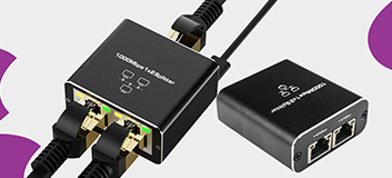 rozdzielacz LAN RJ45, rozgałęźnik sieciowy 1 na 2, splitter RJ45 Spacetronik, adapter LAN USB-C, rozdzielacz RJ45 1000Mbps, SP-LC22, gigabitowy rozdzielacz Ethernet, rozgałęźnik internetowy