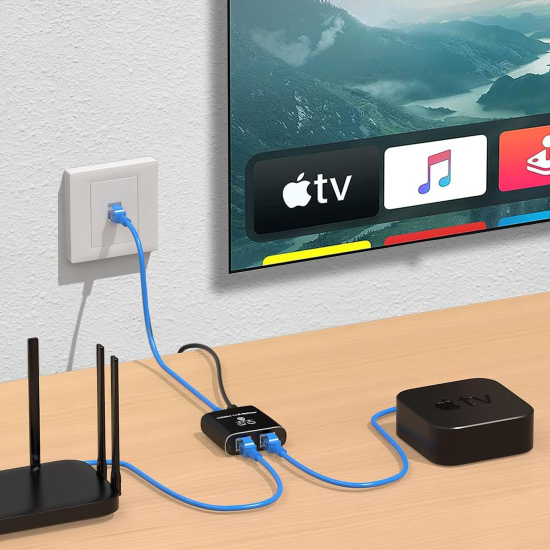 rozdzielacz LAN RJ45, rozgałęźnik sieciowy 1 na 2, splitter RJ45 Spacetronik, adapter LAN USB-C, rozdzielacz RJ45 1000Mbps, SP-LC22, gigabitowy rozdzielacz Ethernet, rozgałęźnik internetowy