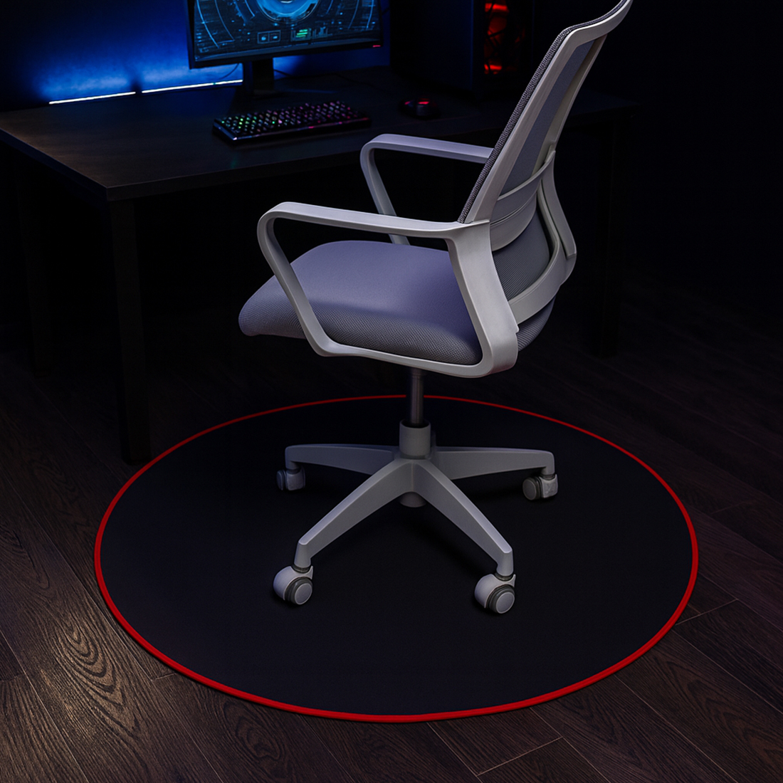 mata pod krzesło gamingowe, mata ochronna podłogi biuro gaming, mata pod krzesło obrotowe Spacetronik SPB047, mata antypoślizgowa do krzesła, podkładka pod krzesło komputerowe