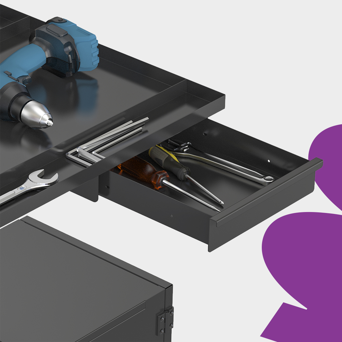 wózek narzędziowy z blokadą Spacetronik SPC141B, szafka zamykana, szuflada z zamkiem, metalowy wózek warsztatowy, tool cart with lock