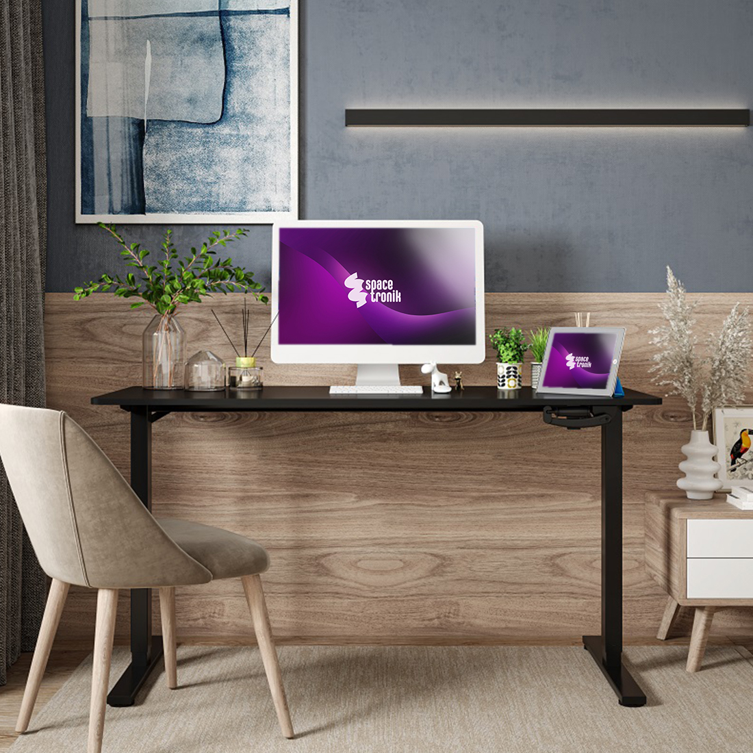 biurko stalowe Spacetronik, solidne biurko z korbą, biurko HT167, biurko ergonomiczne, biurko regulowane