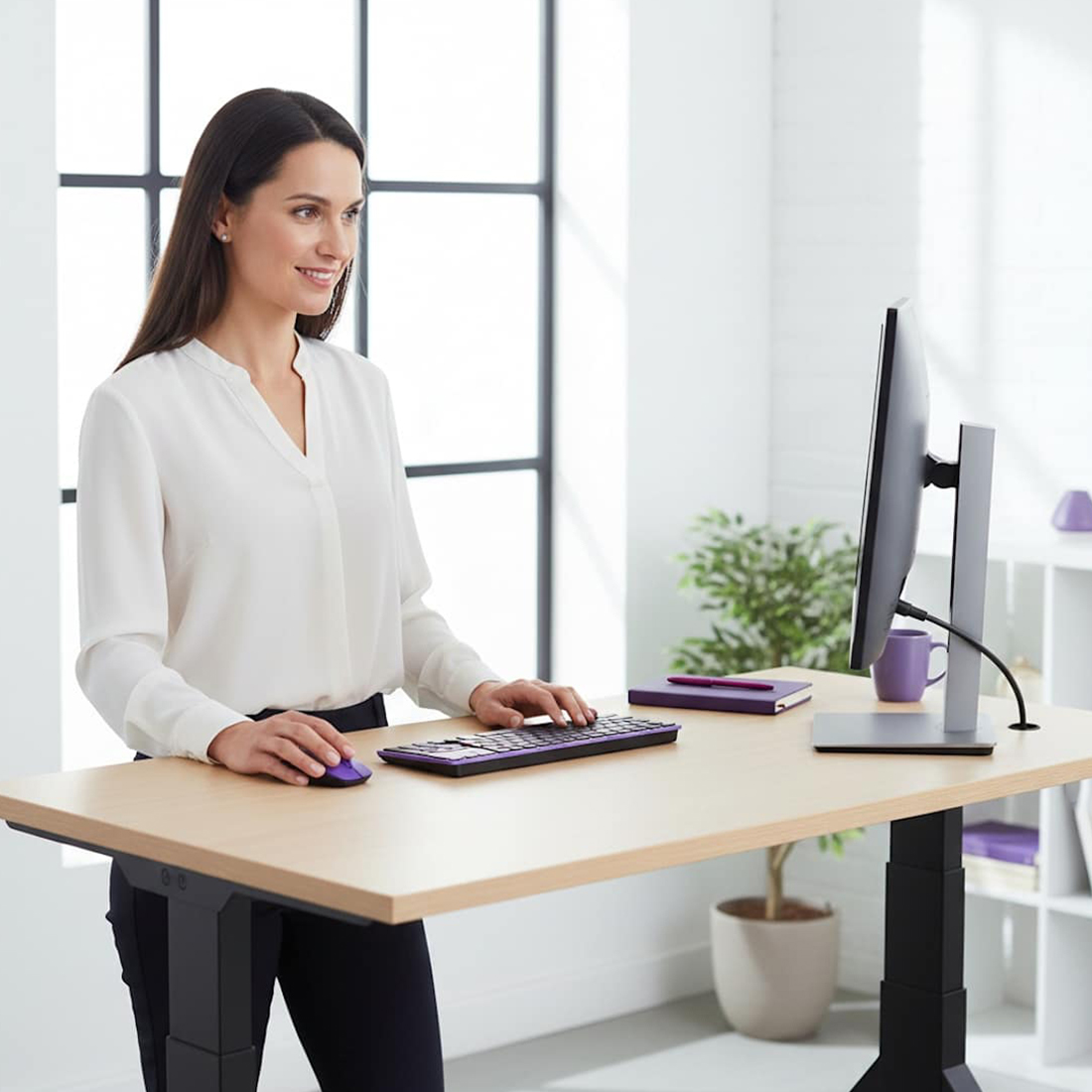 stelaż biurkowy elektryczny, biurko z regulacją wysokości, ergonomiczne biurko, stelaż SPE239O, biurko do pracy stojącej, elektryczny stelaż do biurka, biurko regulowane elektrycznie, stelaż z silnikiem