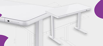 biurko z regulacją wysokości szkło hartowane, biurko z szufladą i USB 120 cm, biurko do pracy stojąco siedząco ET156 C, biurko szklane ergonomiczne do home office, biurko z regulacją 735 1180 mm, biurko 45 kg udźwig, biurko premium do biura, białe biurko szklany bla