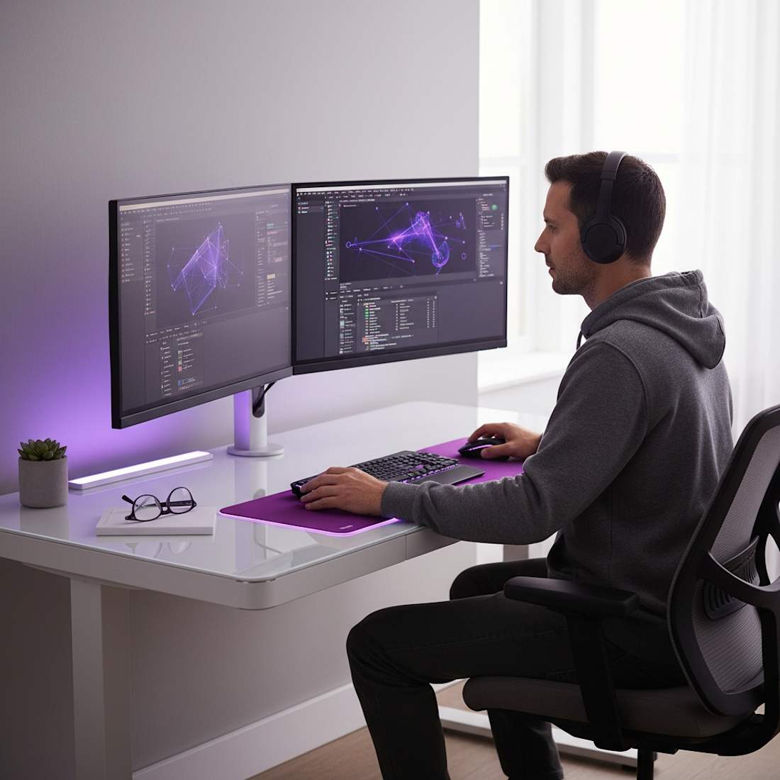 Panel z portami USB w biurku Spacetronik