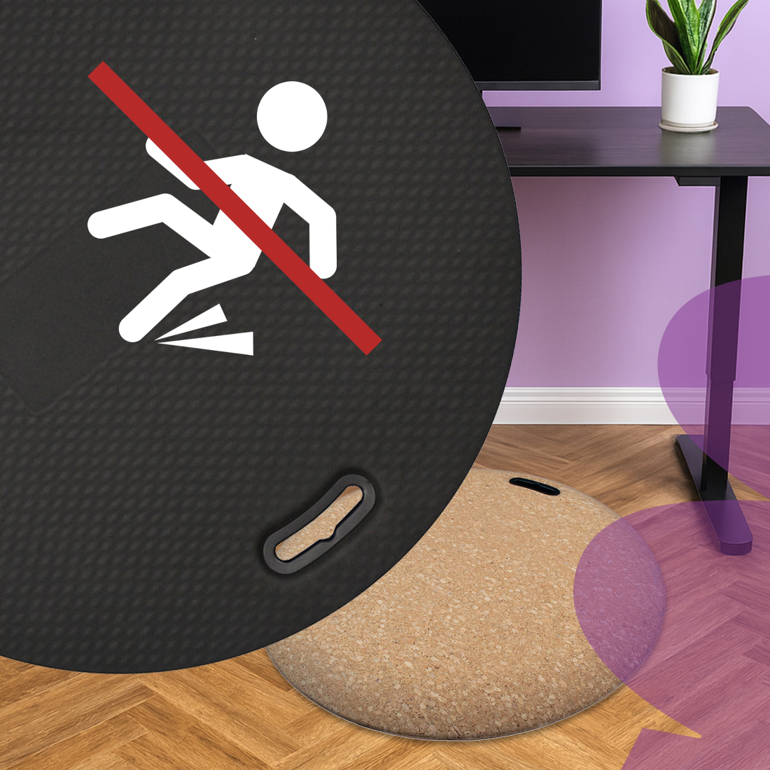 stabilna mata antyposlizgowa sbr Spacetronik SPEM57L, ergonomiczna mata stojąca korek PU SBR, mata antyzmęczeniowa 48x48x2cm