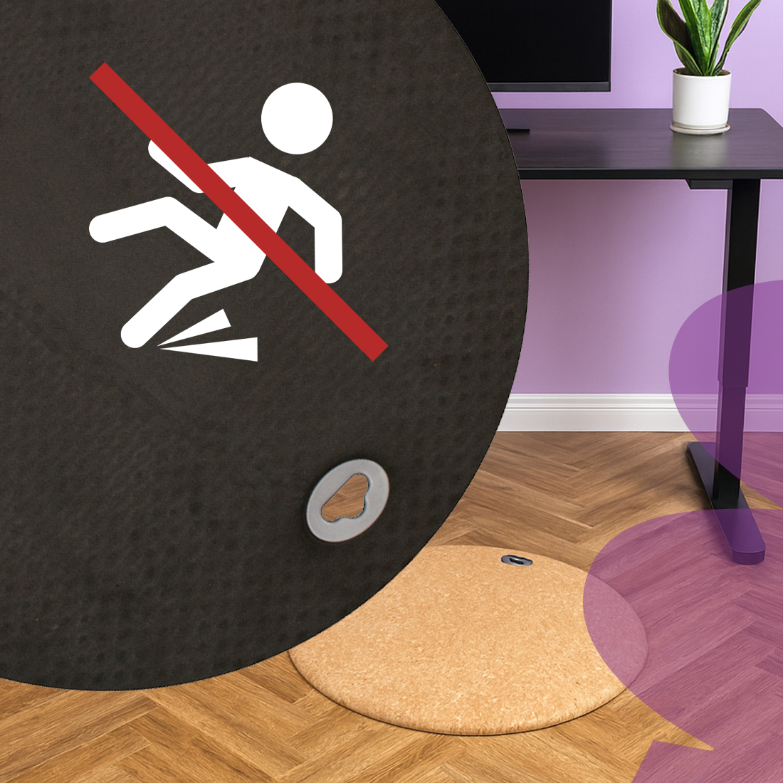 stabilna mata antyposlizgowa sbr Spacetronik SPEM57M, ergonomiczna mata stojąca korek PU SBR, mata antyzmęczeniowa 48x48x2cm