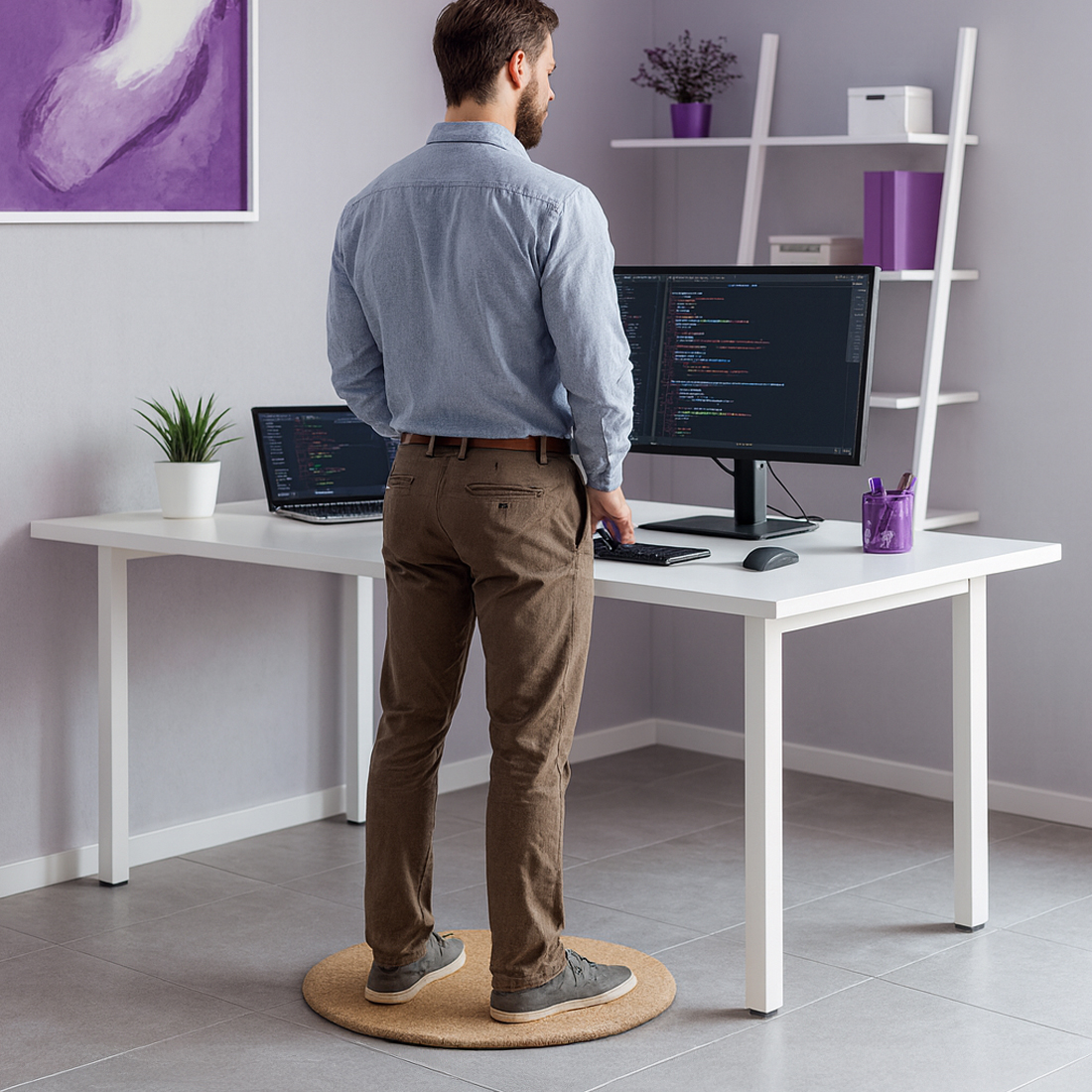 mata antyzmeczeniowa korkowa spacetronik, mata do stania, amortyzacja, ergonomiczna mata, standing mat, cork mat, cushioned mat, anti fatigue mat, mata biurowa, mata pod nogi