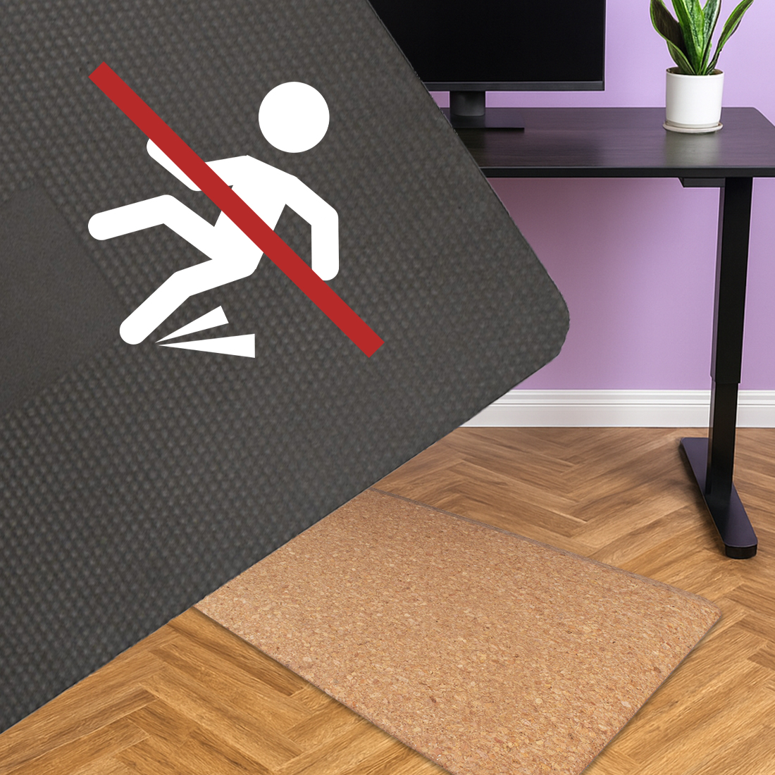 stabilna mata antyposlizgowa sbr Spacetronik SPEM58M, ergonomiczna mata stojąca korek PU SBR, mata antyzmęczeniowa 48x48x2cm