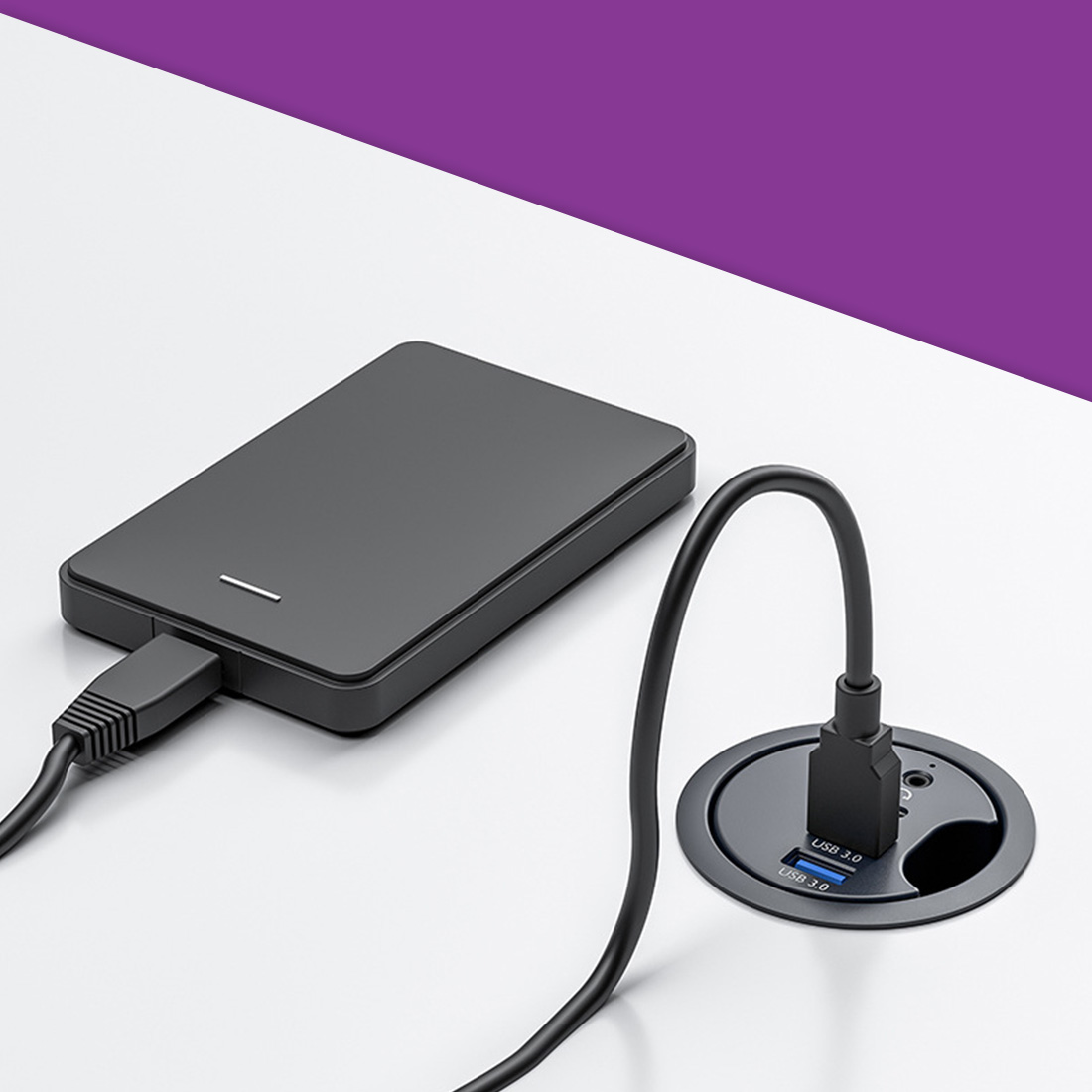 hub biurkowy 60mm, usb hub do biurka, hub usb 3.0 montażowy, przepust kablowy usb, biurkowy hub usb-c, hub jack 3.5mm biurko, hub do blatu 60 mm, usb hub do komputera