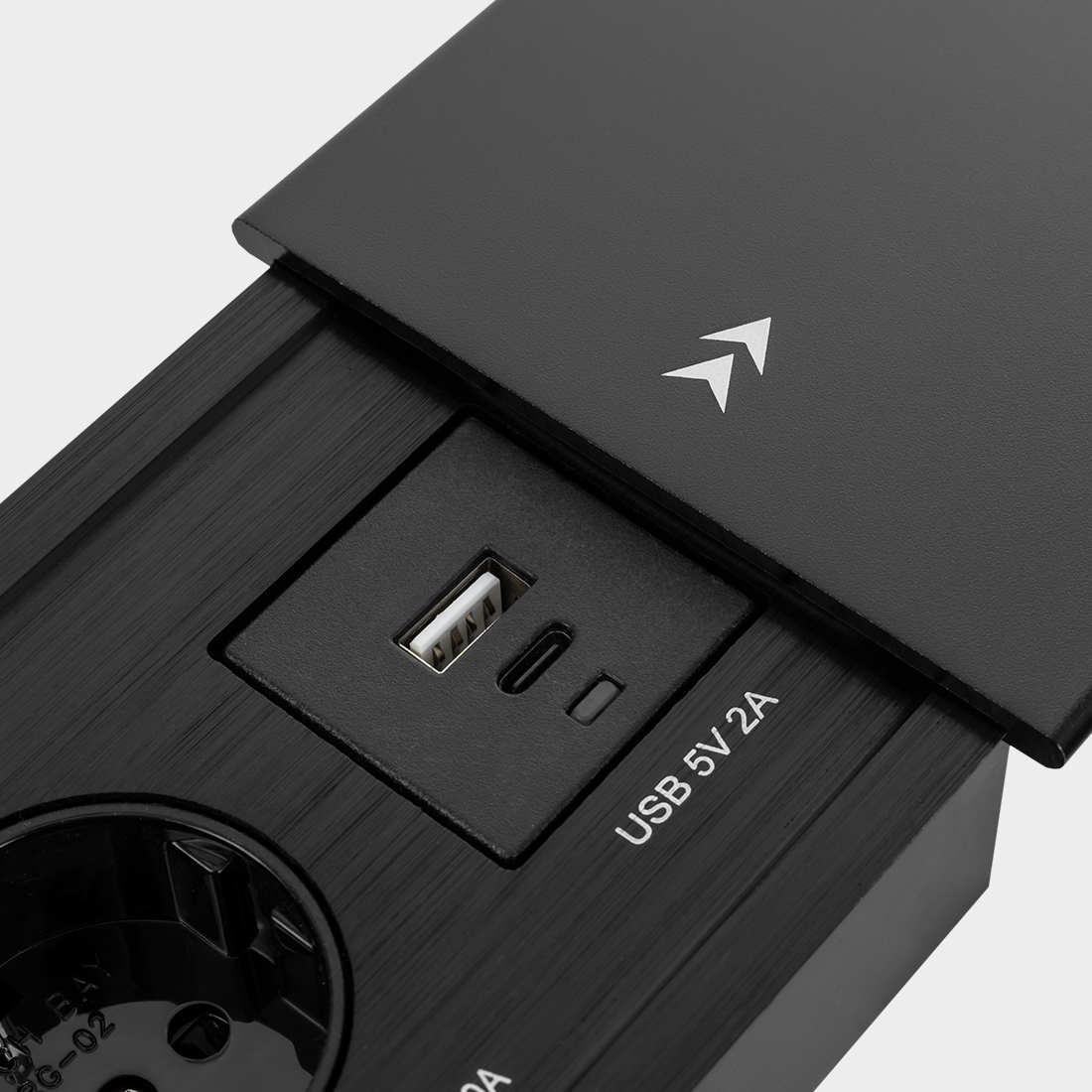 Gniazdo meblowe z wykończeniem w stylu szczotkowanego metalu, eleganckie gniazdo meblowe, trwałe gniazdo w stylu szczotkowanego metalu, nowoczesne gniazdo do mebli