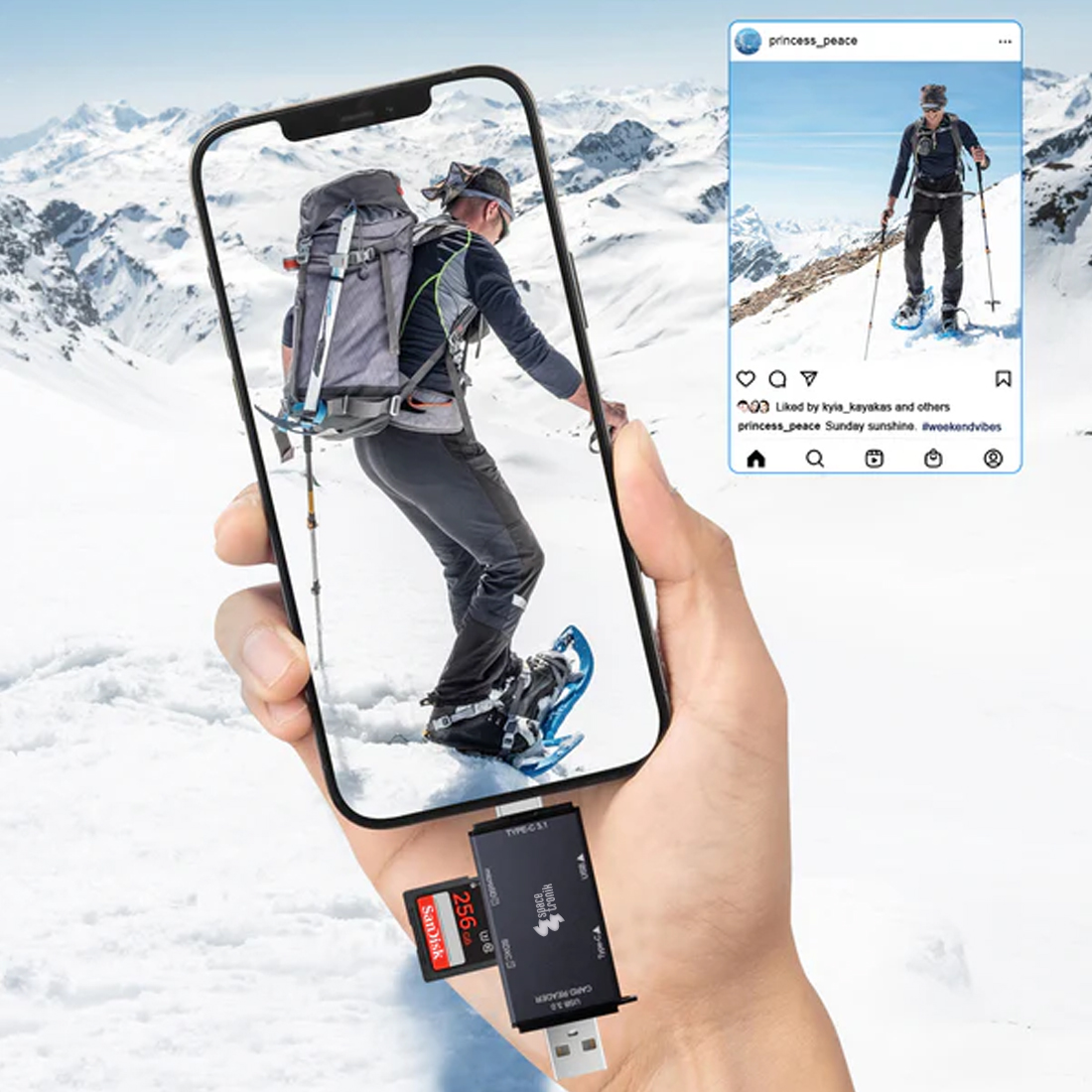 czytnik kart pamięci USB C, hub USB 3.0 Spacetronik, adapter kart SD microSD, przenośny czytnik kart do podróży, lekki hub 6w1 USB C, czytnik pamięci do telefonu, szybki hub USB 3.0 z czytnikiem, Spacetronik SPU-CR07 travel