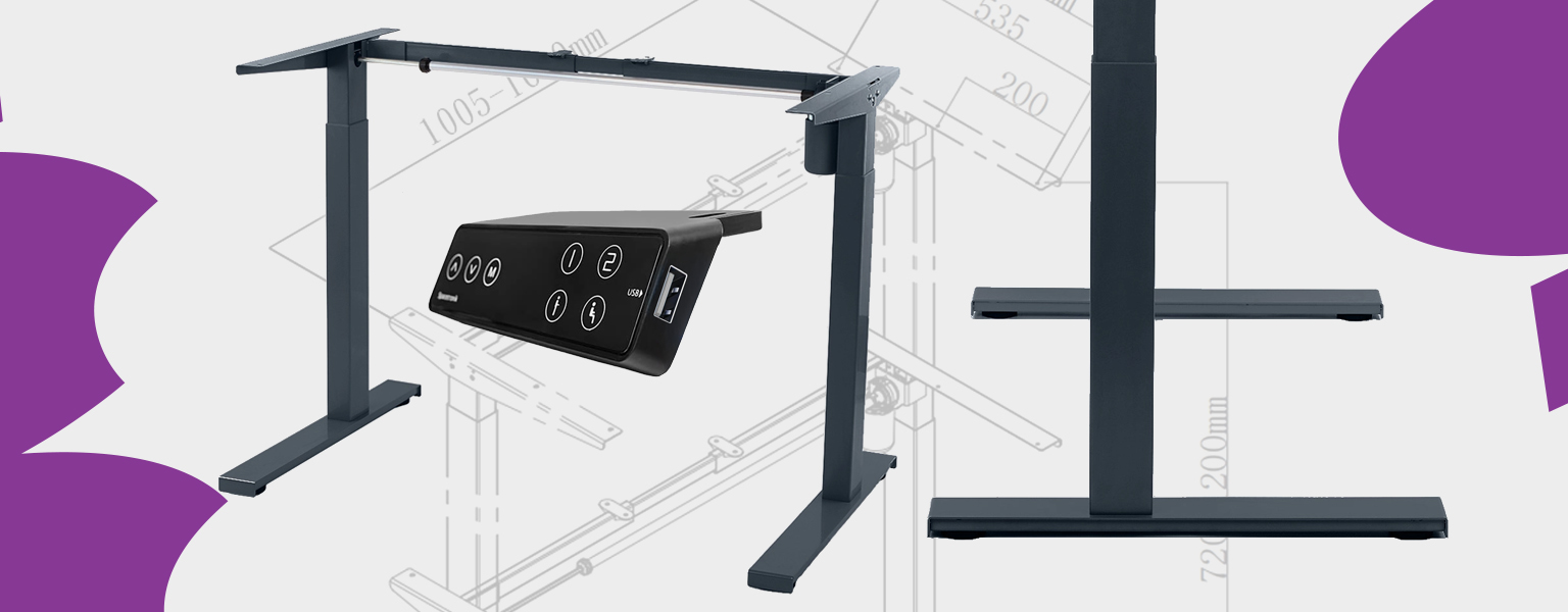 stelaż elektryczny do biurka, regulowany stelaż Spacetronik, SPE-152A, rama elektryczna do blatu, stelaż z regulacją wysokości, ergonomiczny stelaż biurkowy, stelaż antykolizyjny, stelaż jednosilnikowy
