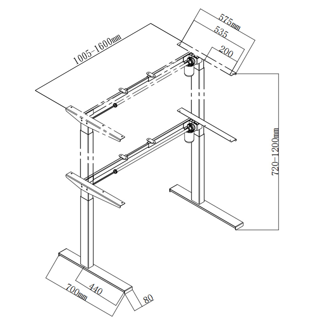 stelaż elektryczny do biurka, regulowany stelaż Spacetronik, SPE-152A, rama elektryczna do blatu, stelaż z regulacją wysokości, ergonomiczny stelaż biurkowy, stelaż antykolizyjny, stelaż jednosilnikowy