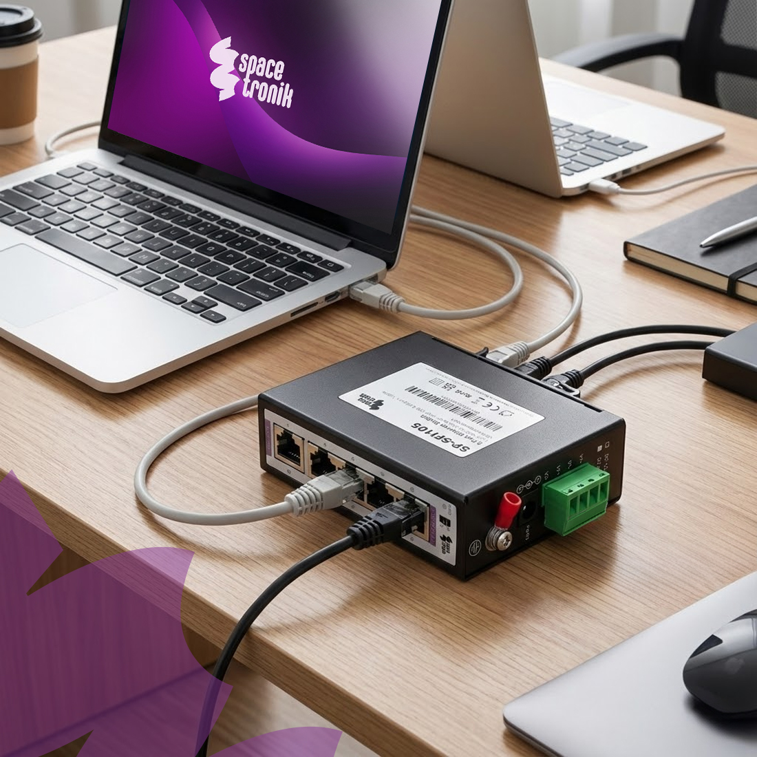Switch Ethernet, Spacetronik switch, 5 portowy switch, Gigabit switch, switch do przemysłowych zastosowań, szybki switch, sieciowy przełącznik, przełącznik Ethernet, 10/100M switch, VLAN switch, Plug&Play switch, wytrzymały switch, metalowa obudowa switcha, switch z automatyczną negocjacją, przełącznik z LED wskaźnikami, przełącznik z certyfikatami CE, przełącznik z certyfikatami FCC, przełącznik z certyfikatami RoHS, switch z funkcją Loop alarm, inteligentny switch, switch sieciowy, switch z