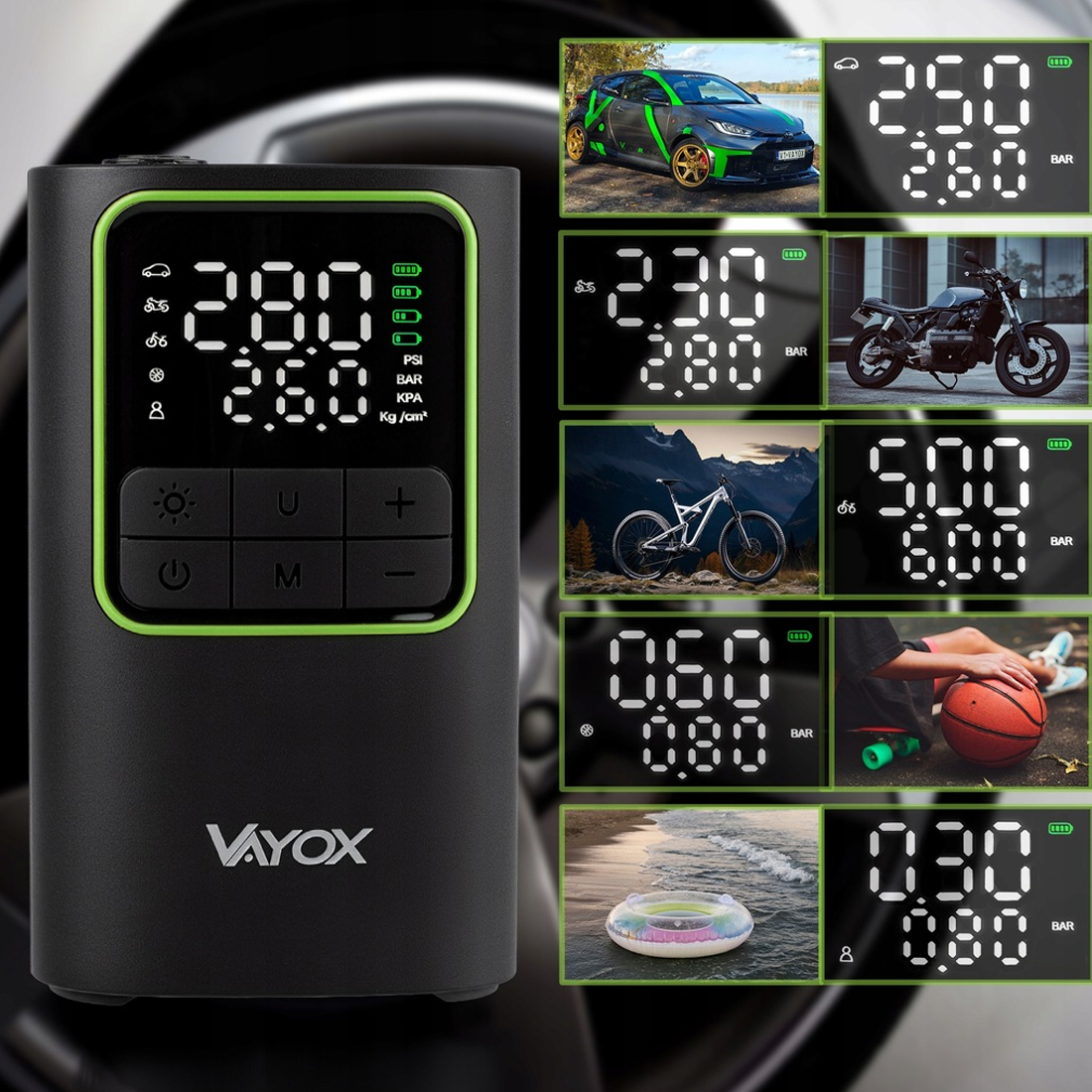 kompresor elektryczny tryby automatyczne manualne pompka vayox