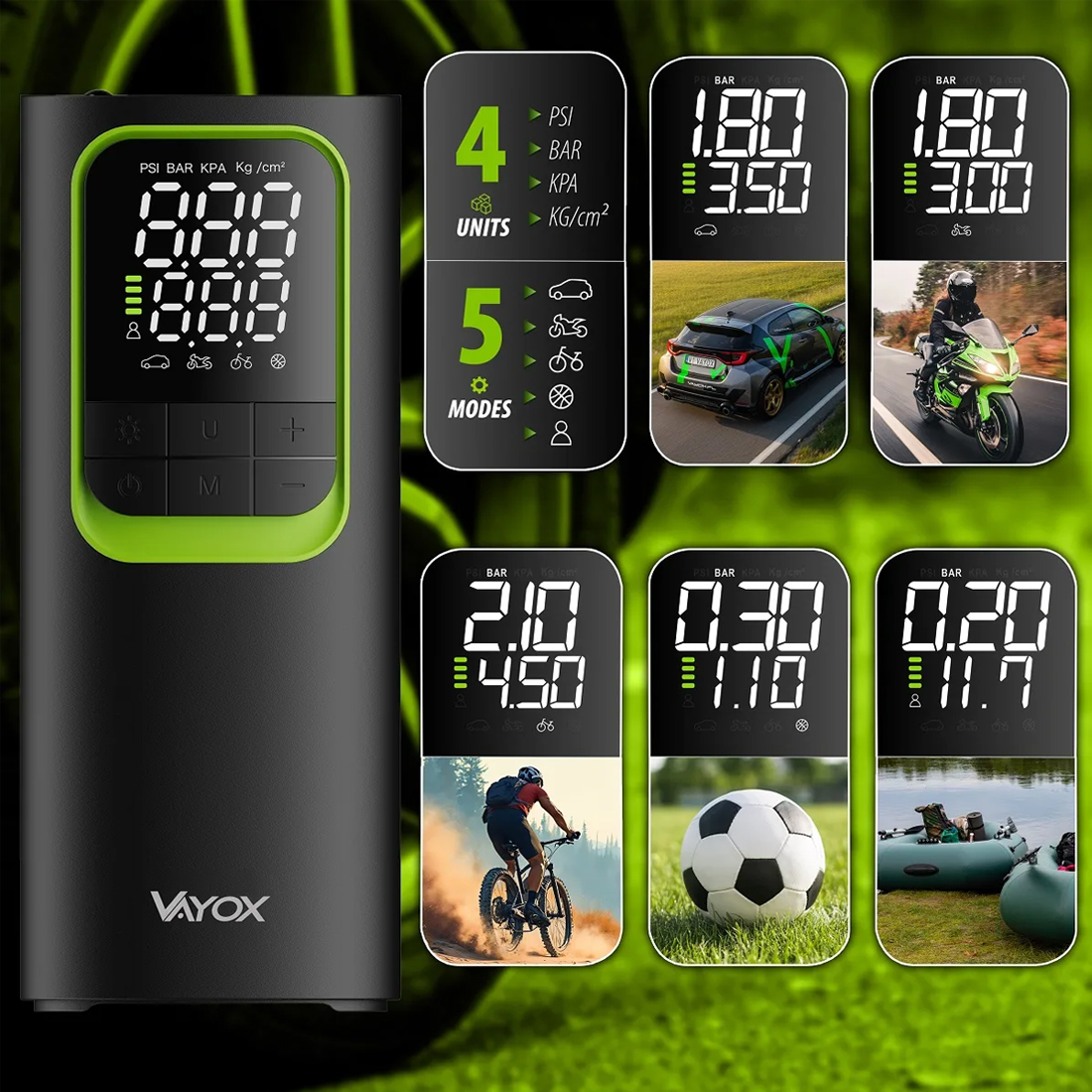 kompresor elektryczny tryby automatyczne manualne pompka vayox