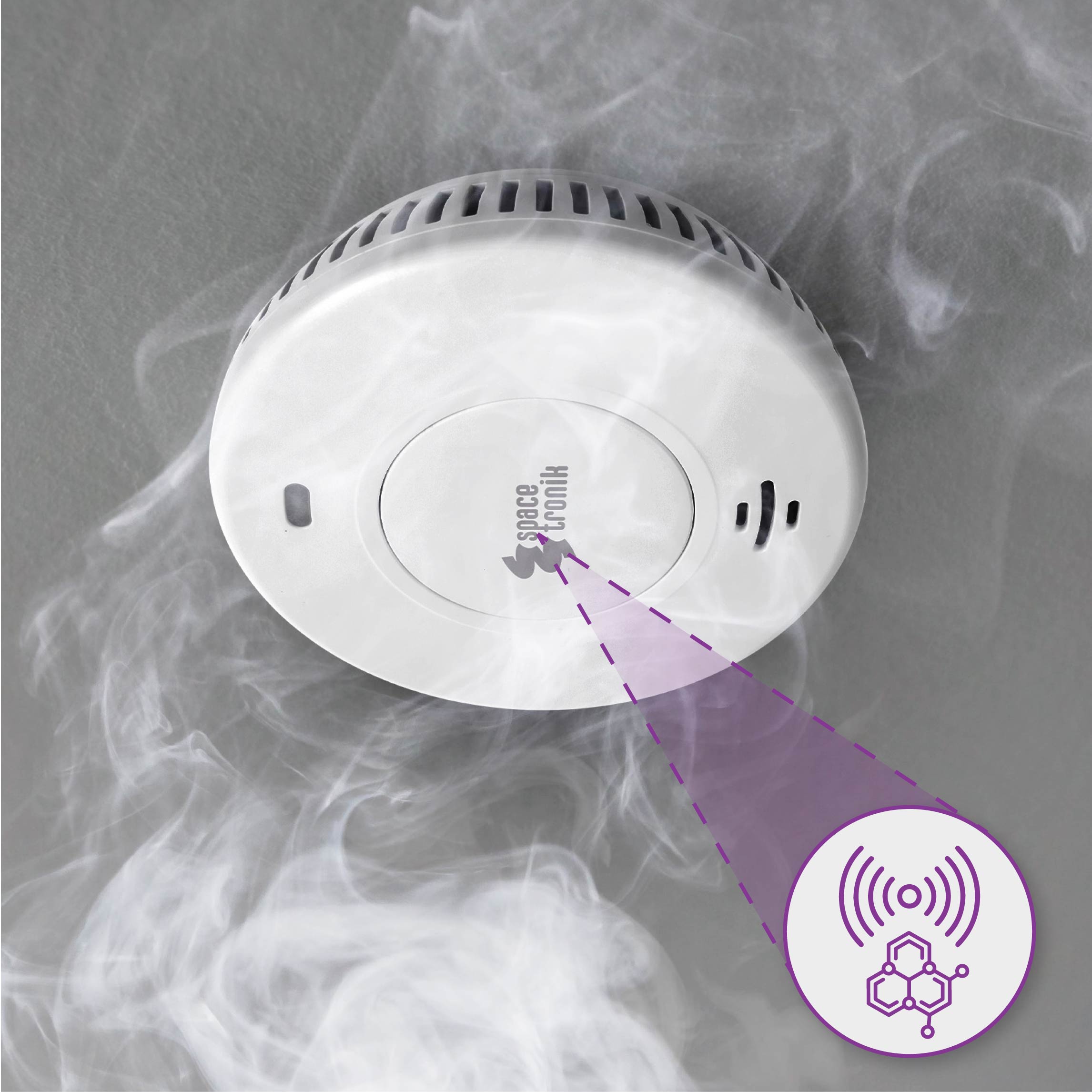 czujnik dymu, czujnik pożaru, czujnik do kampera, Spacetronik SL-DS04, detektor dymu, czujnik przeciwpożarowy, alarm dymowy, czujnik bezpieczeństwa