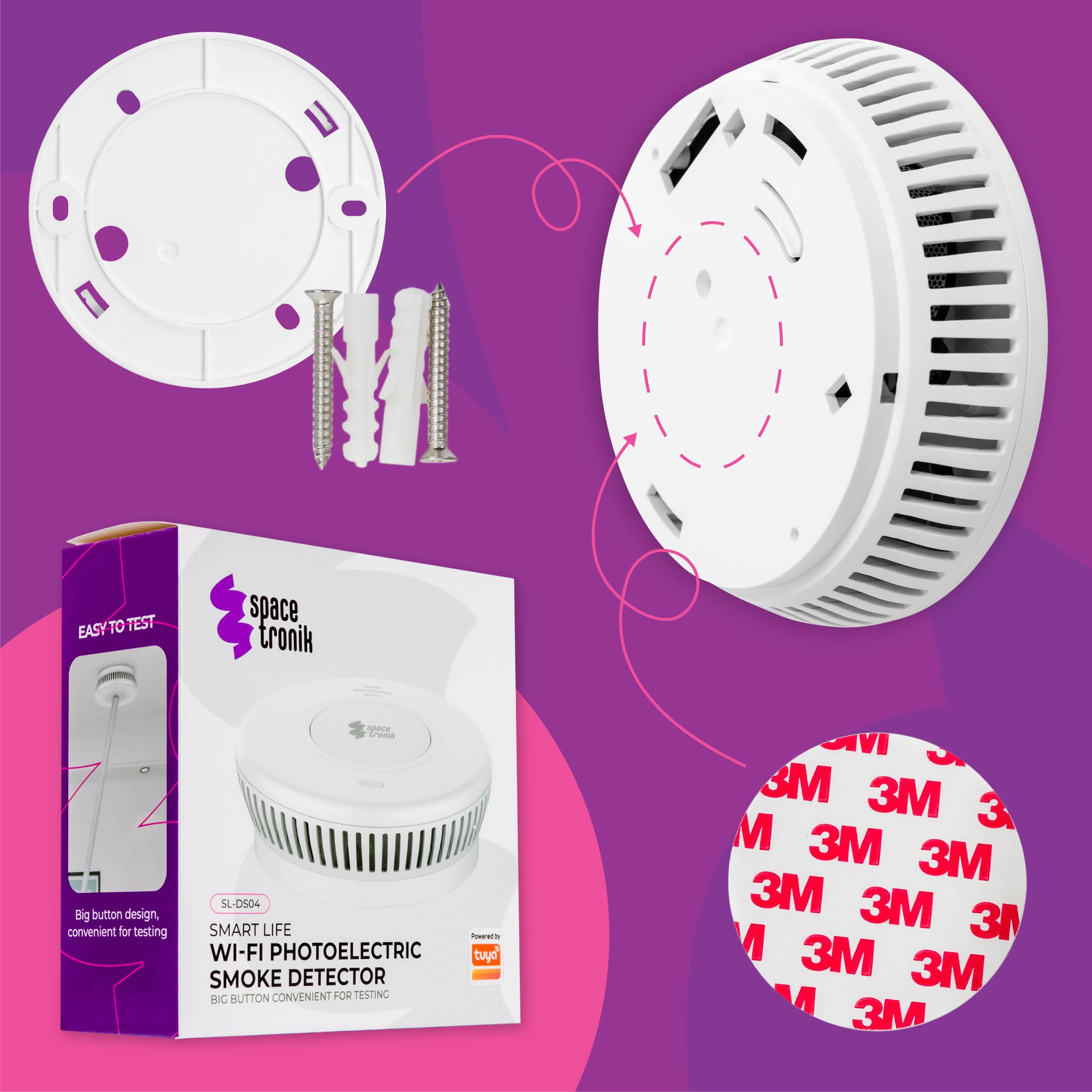 czujnik dymu, czujnik pożaru, czujnik do kampera, Spacetronik SL-DS04, detektor dymu, czujnik przeciwpożarowy, alarm dymowy, czujnik bezpieczeństwa