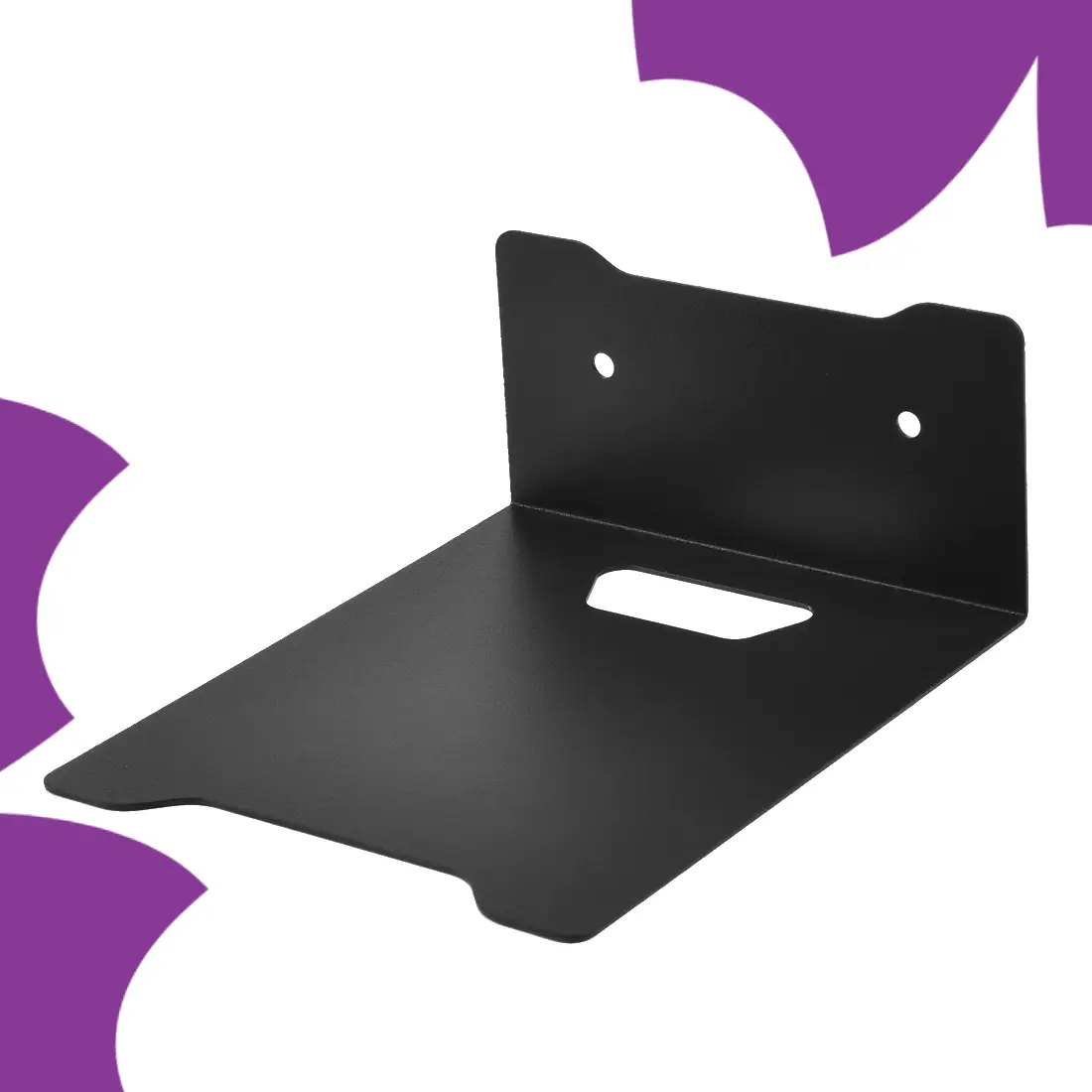 mała półka metalowa czarna wisząca pod router dekoder