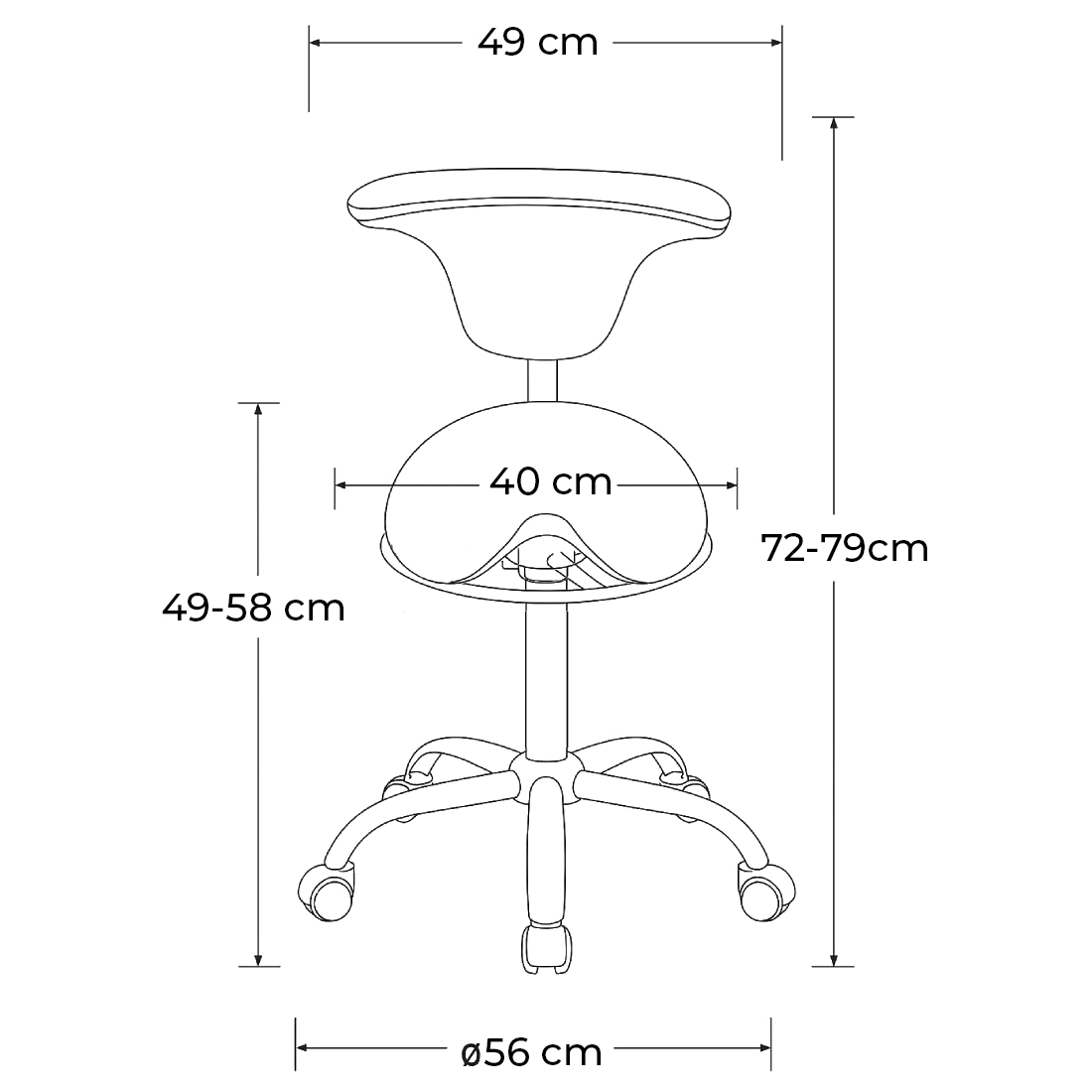 wymiary hokera siodłowego SPC-SELLA-24 w kolorze czarnym