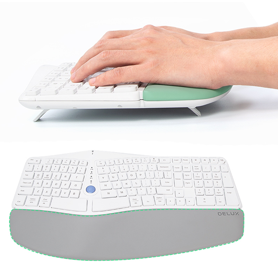 Bezprzewodowa klawiatura ergonomiczna Delux GM901D podpórka